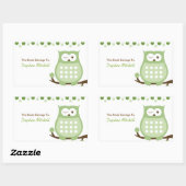 トレンディーフクロウ（緑）カスタムプレートシール 長方形シール (シート)