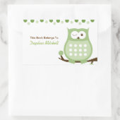 トレンディーフクロウ（緑）カスタムプレートシール 長方形シール (バッグ)