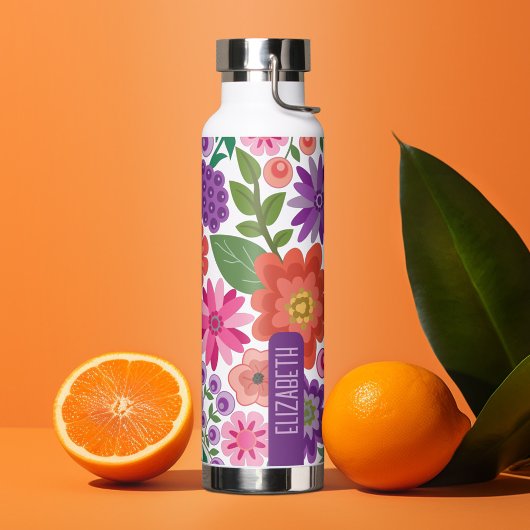 トレンディーフラットアートフローラルパタン（銘柄付き） ウォーターボトル