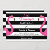 トレンディーフラミンゴカップルのシャワー招待状 招待状 (正面/裏面)