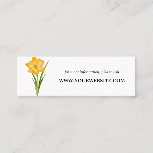トレンディーフラワーイエロークロッカスウェブサイトカード |ミニ スキニー名刺 (正面)