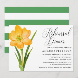 トレンディーフラワーイエロークロッカスリハーサルディナー 招待状