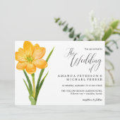トレンディーフラワーイエロークロッカス結婚ラスティックズ 招待状 (スタンド正面)