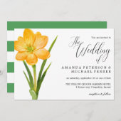 トレンディーフラワーイエロークロッカス結婚ラスティックズ 招待状 (正面/裏面)
