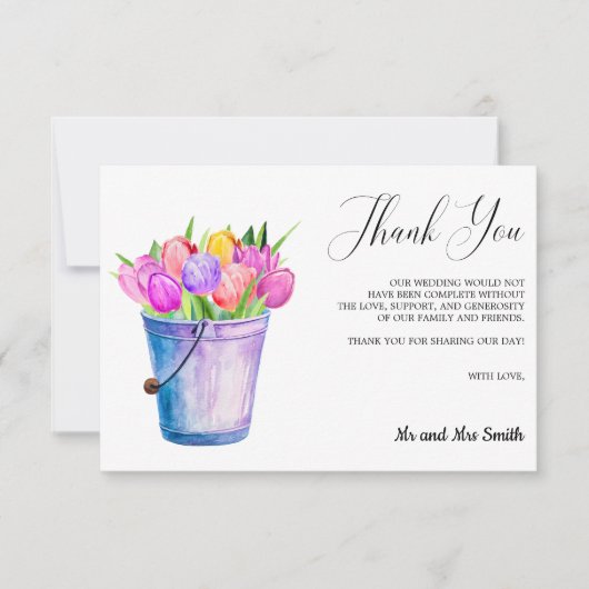 トレンディーフラワーチューリップ結婚バケットサンキュー サンキューカード (正面)