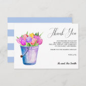 トレンディーフラワーチューリップ結婚バケットサンキュー サンキューカード (正面/裏面)