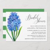 トレンディーフラワーブルーアジサイ結婚ズブライダルシャワー 招待状 (正面/裏面)