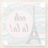 トレンディーフランスのおおー!エッフェルタワーピンク&アクア ガラスコースター (裏面)