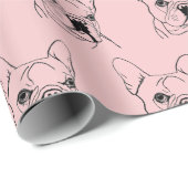 トレンディーフランスのピンクブルドッグブルドッグ ラッピングペーパー (ロールコーナー)