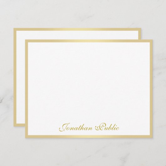 トレンディーフリーハンド金ゴールドスクリプトエレガントプロフェッショナル ノートカード (正面/裏面)