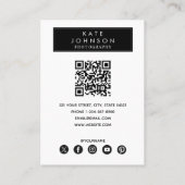 トレンディーフルフォトファッションフォトグラファーQRコード 名刺 (裏面)