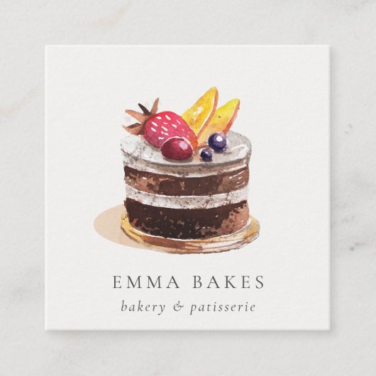 トレンディーフルーツフローラケーキパティスリーカップケーキベーカリー スクエア名刺 (正面)