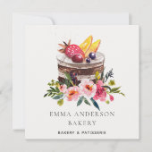トレンディーフルーツフローラケーキパティッセリーカップケーキベーカリー 招待状 (正面)
