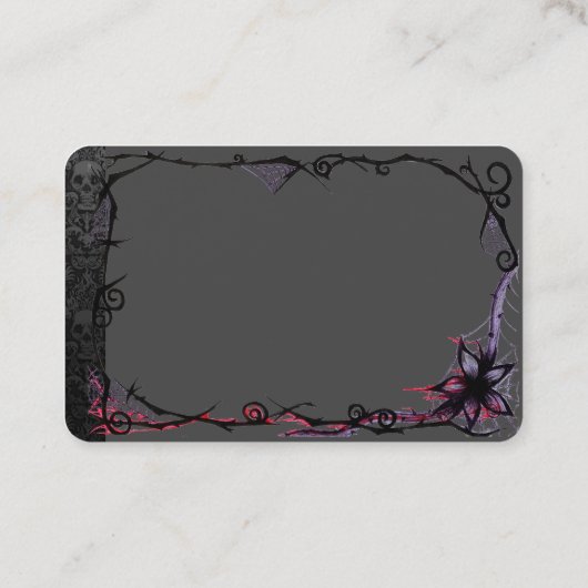 トレンディーフレーム付きのグレーのスケルトンヘッドゴシック 名刺 (裏面)