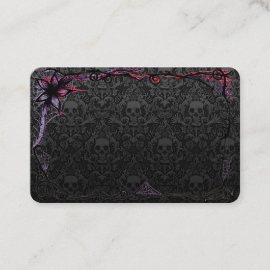 トレンディーフレーム付きのグレーのスケルトンヘッドゴシック 名刺 (正面)