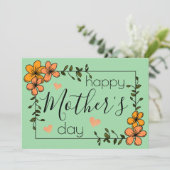 トレンディーフローラオレンジ緑の幸せな母の日 カード (スタンド正面)