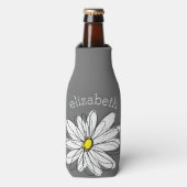 トレンディーフローラデイジーと灰色の黄色名前をカスタムする ボトルクーラー (ボトル正面)