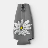 トレンディーフローラデイジーと灰色の黄色名前をカスタムする ボトルクーラー (裏面)