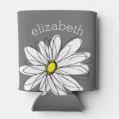 トレンディーフローラデイジーと灰色の黄色名前をカスタムする 缶クーラー (裏面)
