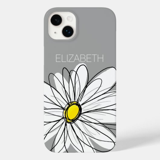 トレンディーフローラデイジーと灰色の黄色名前をカスタムする Case-Mate iPhoneケース (裏面)