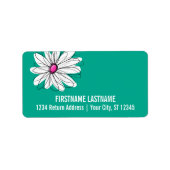 トレンディーフローラデイジーイラストレーション – ピンクとグリーン ラベル (正面)