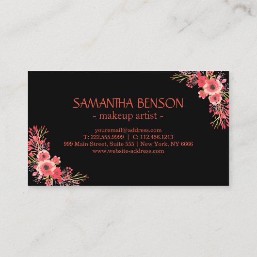 トレンディーフローラバラ金ゴールドリップス化粧アーティスト 名刺 (裏面)