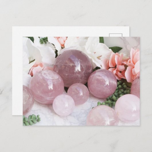 トレンディーフローラピンクローズクォーツクリスタルストーン ポストカード (正面/裏面)