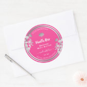 トレンディーフローラピンク製品包装ラベルシルバー ラウンドシール (封筒)