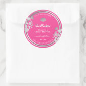 トレンディーフローラピンク製品包装ラベルシルバー ラウンドシール (バッグ)