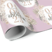 トレンディーフローラフレームブライダルシャワー(名前) |日付 ラッピングペーパー (ロールコーナー)