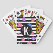 トレンディーフローラブラック&ホワイトストライプパーソナライズされたズ トランプ (裏面)