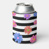 トレンディーフローラブラック&ホワイトストライプパーソナライズされたズ 缶クーラー (缶裏面)