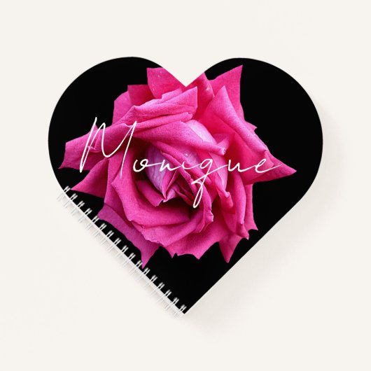 トレンディーフローラボホピンクガーリーローズブラックレシピno ノートブック (正面)