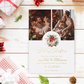 トレンディーフローラポインセティアスブーケクリスマス2フォト 箔シーズンカード