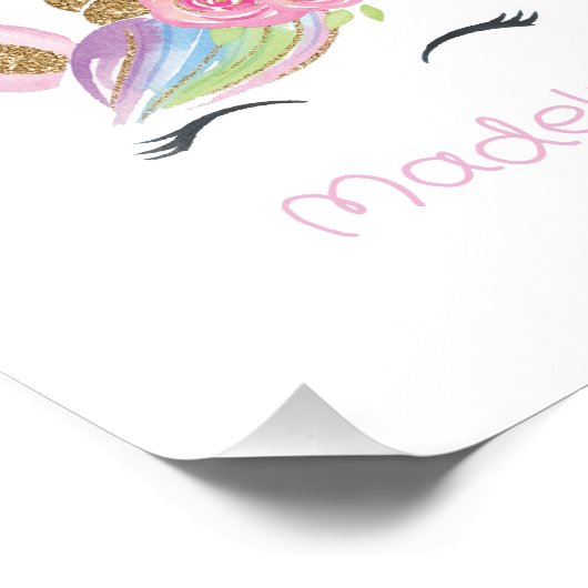 トレンディーフローラユニコーンベビーシャワー子供部屋ギフト フォトプリント (角)