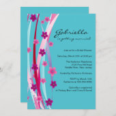 トレンディーフローラリボンブライダルシャワー招待状 招待状 (正面/裏面)