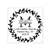 トレンディーフローラリースカスタムモノグラム ラバースタンプ (インプリント)