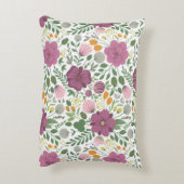 トレンディーフローラルパターンピンクイエローパープルグリーン アクセントクッション (裏面(縦))