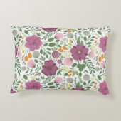 トレンディーフローラルパターンピンクイエローパープルグリーン アクセントクッション (裏面)