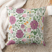 トレンディーフローラルパターンピンクイエローパープルグリーン クッション (ブランケット)