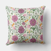 トレンディーフローラルパターンピンクイエローパープルグリーン クッション (裏面)