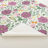 トレンディーフローラルパターンピンクイエローパープルグリーン シェルパブランケット (3/4)