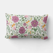 トレンディーフローラルパターンピンクイエローパープルグリーン ランバークッション (裏面)