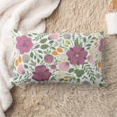 トレンディーフローラルパターンピンクイエローパープルグリーン ランバークッション (ブランケット)