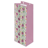 トレンディーフローラルパターンピンクイエローパープルグリーン ワインギフトバッグ (裏面アングル)