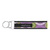 トレンディーフローラルパターン – オーキッドライムグリーン リストバンドキーホルダー (鍵左)