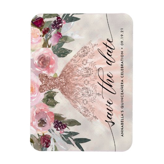 トレンディーフローラ写真キンセアニラ日付を保存 マグネット (縦)