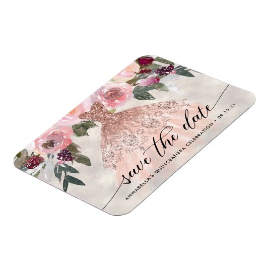 トレンディーフローラ写真キンセアニラ日付を保存 マグネット (左側)