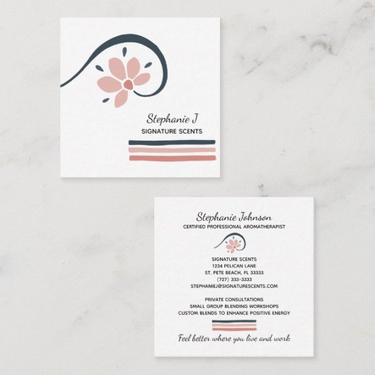 トレンディーフローラ必須油アロマセラピー スクエア名刺 (正面/裏面)