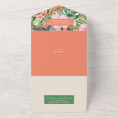 トレンディーフローラ水彩熱帯緑結婚園 オールインワン招待状 (外側)